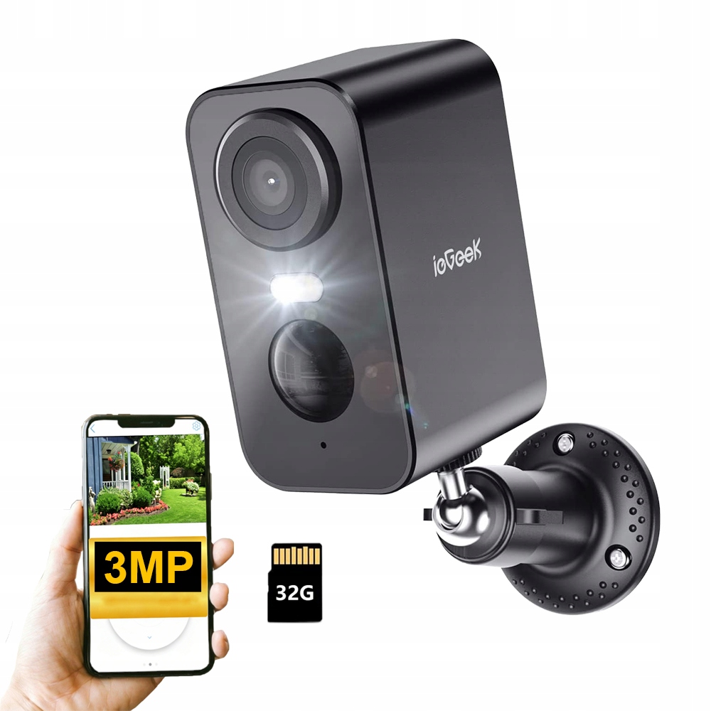 Wifi kamera na baterie Bezdrátová Wifi 2K s barevným nočním viděním s 32 Gb