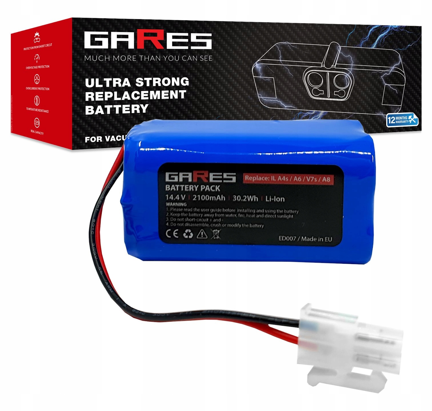 Baterie Akumulátor pro Ilife A4 A6 V7s A8 A9s V7s Pro X620 Y8H4 14,4V 2,1Ah