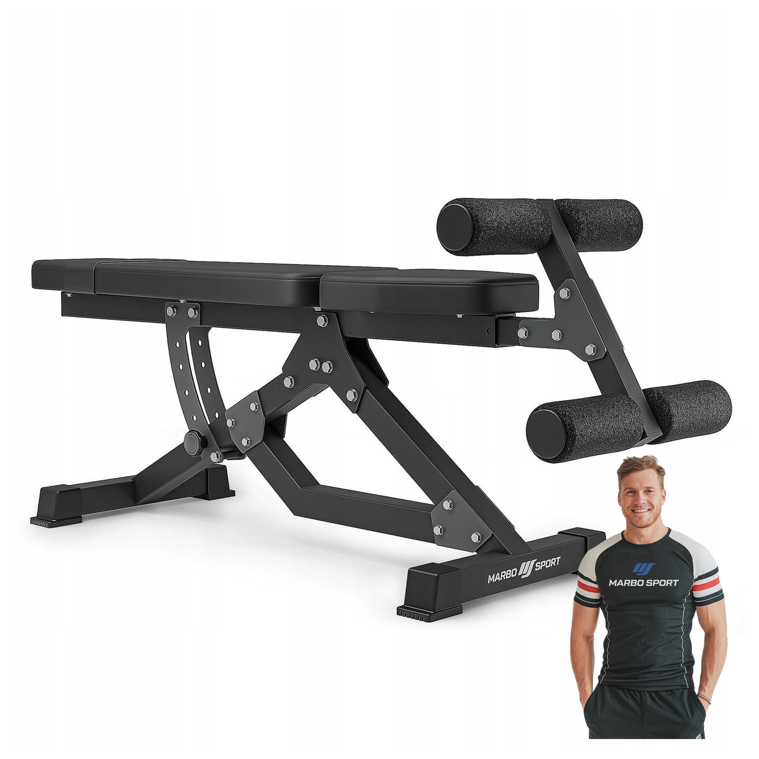 Lavička na cvičení břišních svalů, šikmá, nastavitelná, posilovna Marbo MS-L110