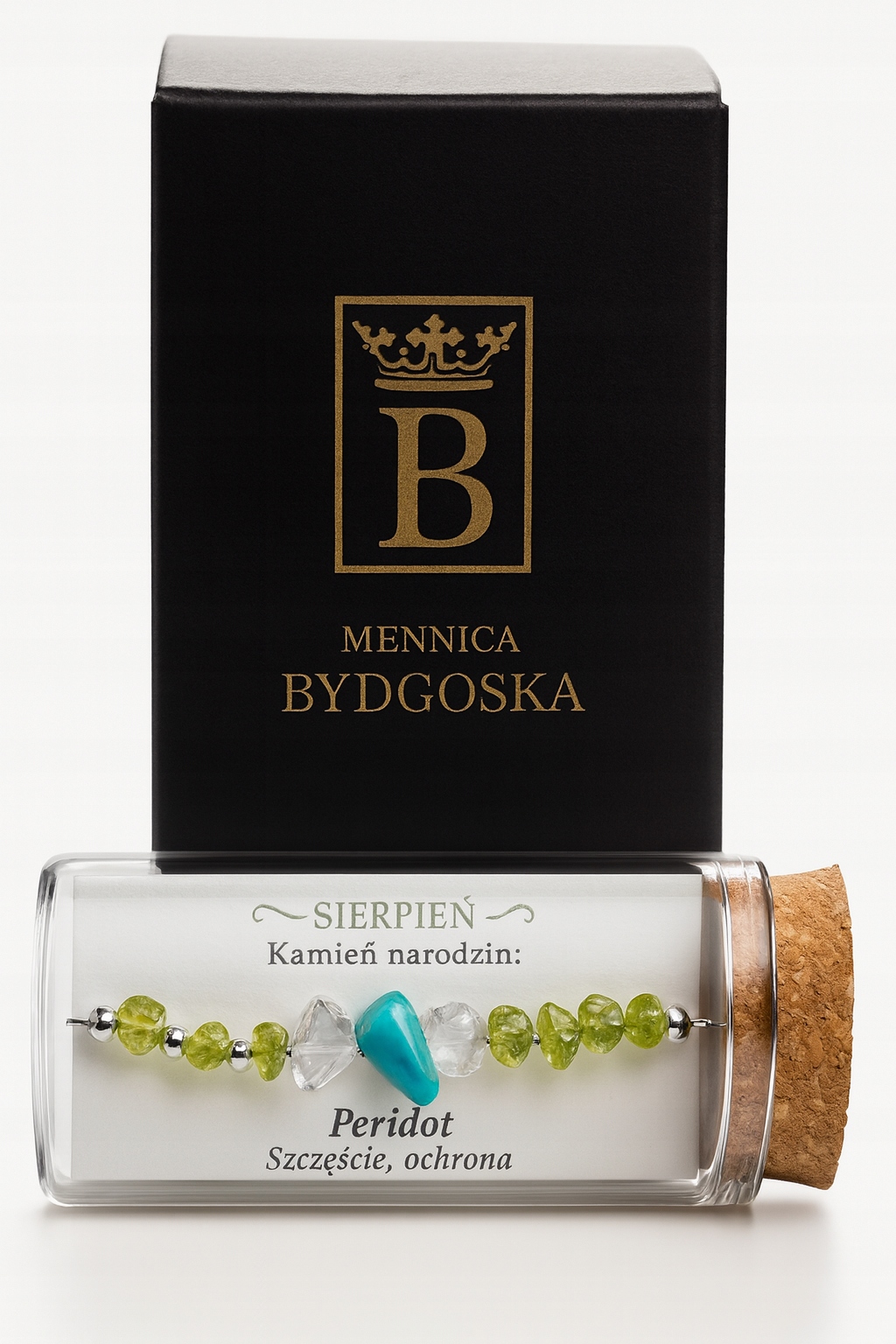 Stříbrný dámský náramek v lahvičce srpen peridot stříbro o ryzosti 925