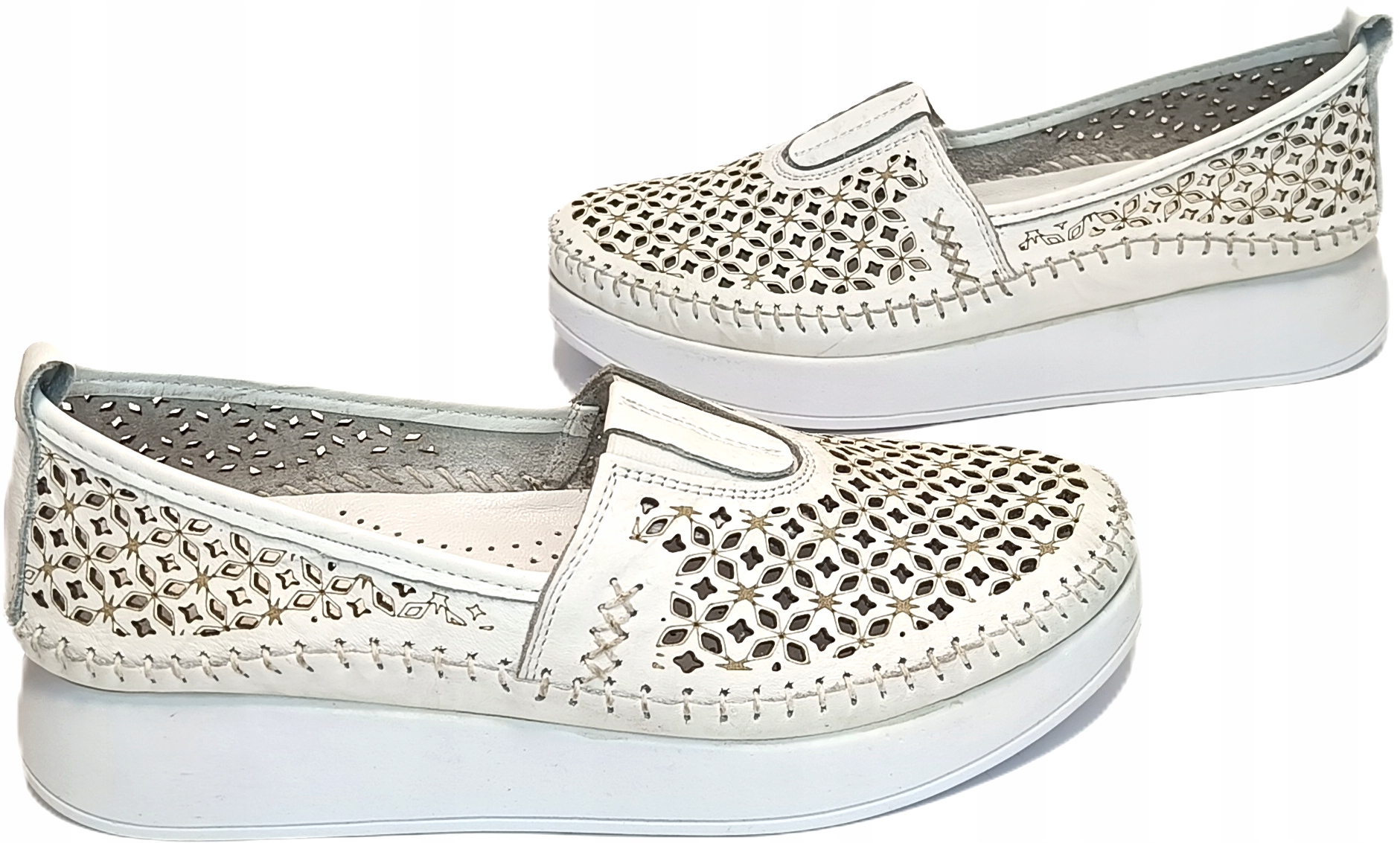 měkké pohodlné ažurové polobotky Sokolski ara 0712 Bílé r38