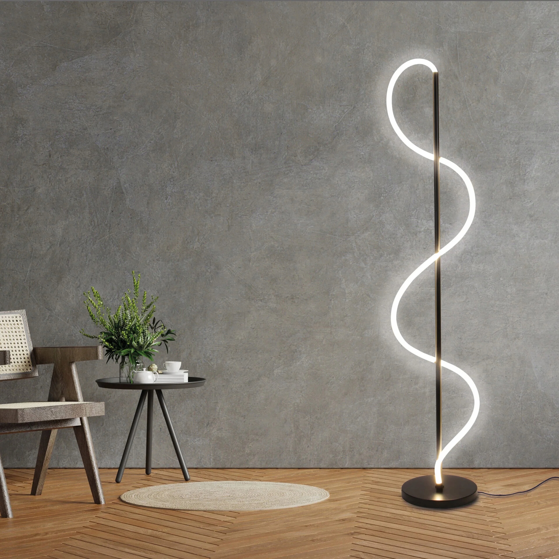 Podlahová Led lampa 36W čierna, integrovaný zdroj, moderná, vhodná do interiéru