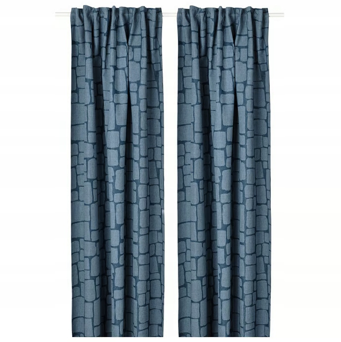 Ikea Lonnstavmal Zatemňovacie závesy, pár, modrá/na páske, 145 x 300 cm