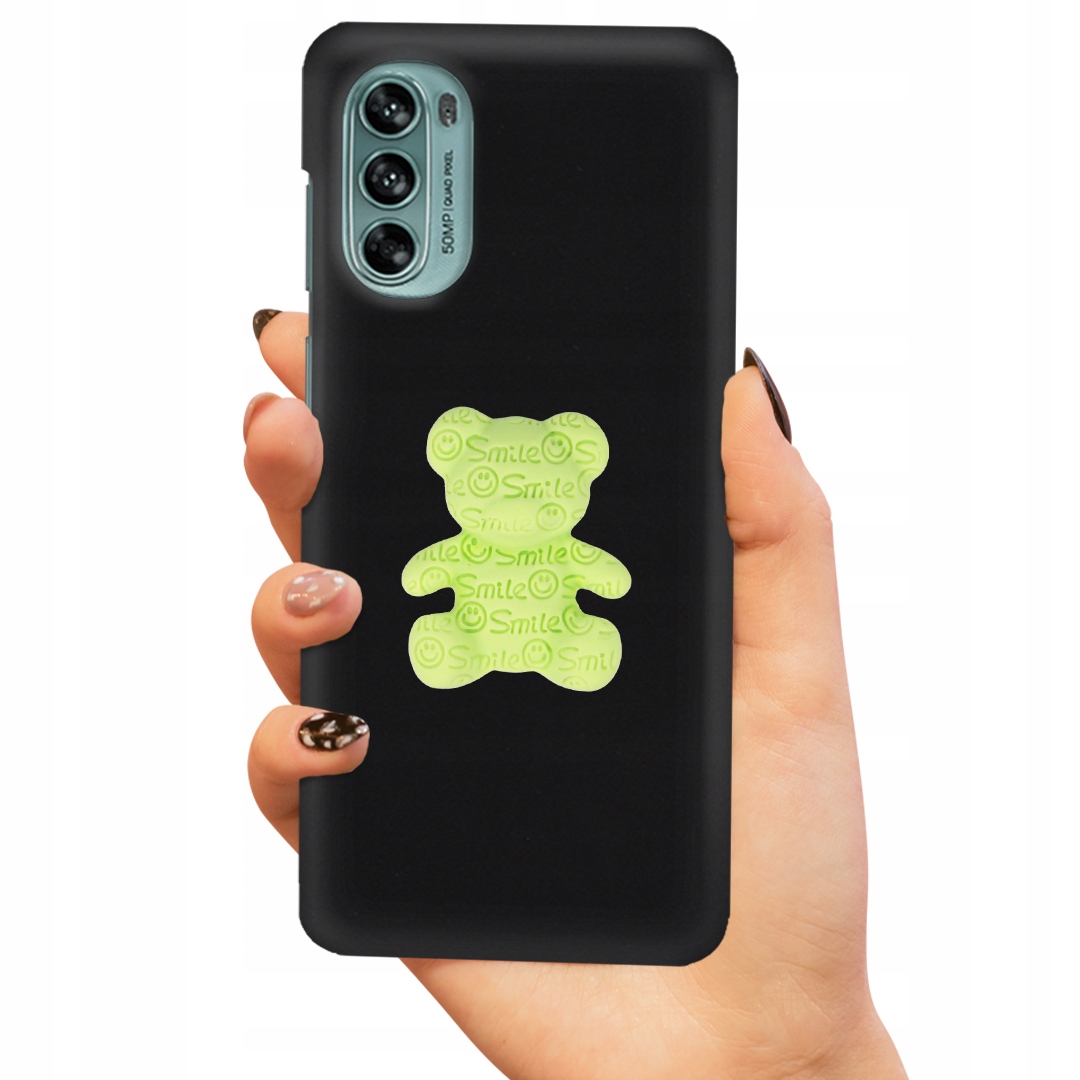 Pouzdro Matné Černé Pro Motorola G62 5G Zelený Medvídek