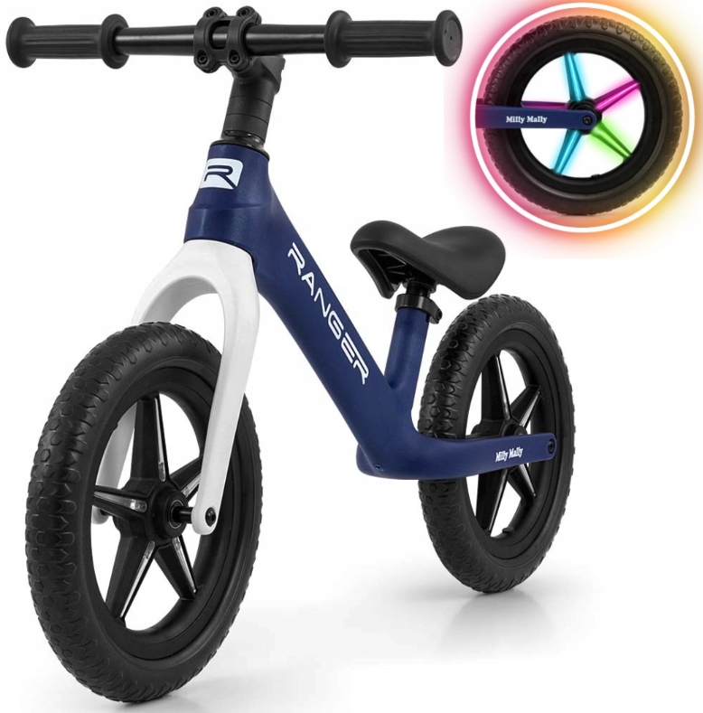 Rowerek Biegowy dla dziecka koła Eva 12" Led Ranger Flash Milly Mally Blue