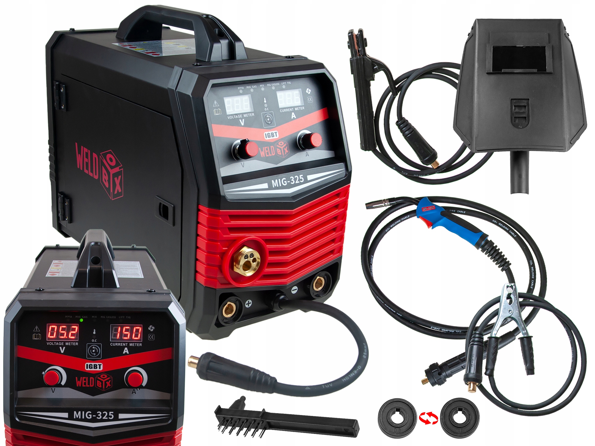 Spawarka inwertorowa półautomat migomat 20-150A FCAW IGBT zestaw Weldbox