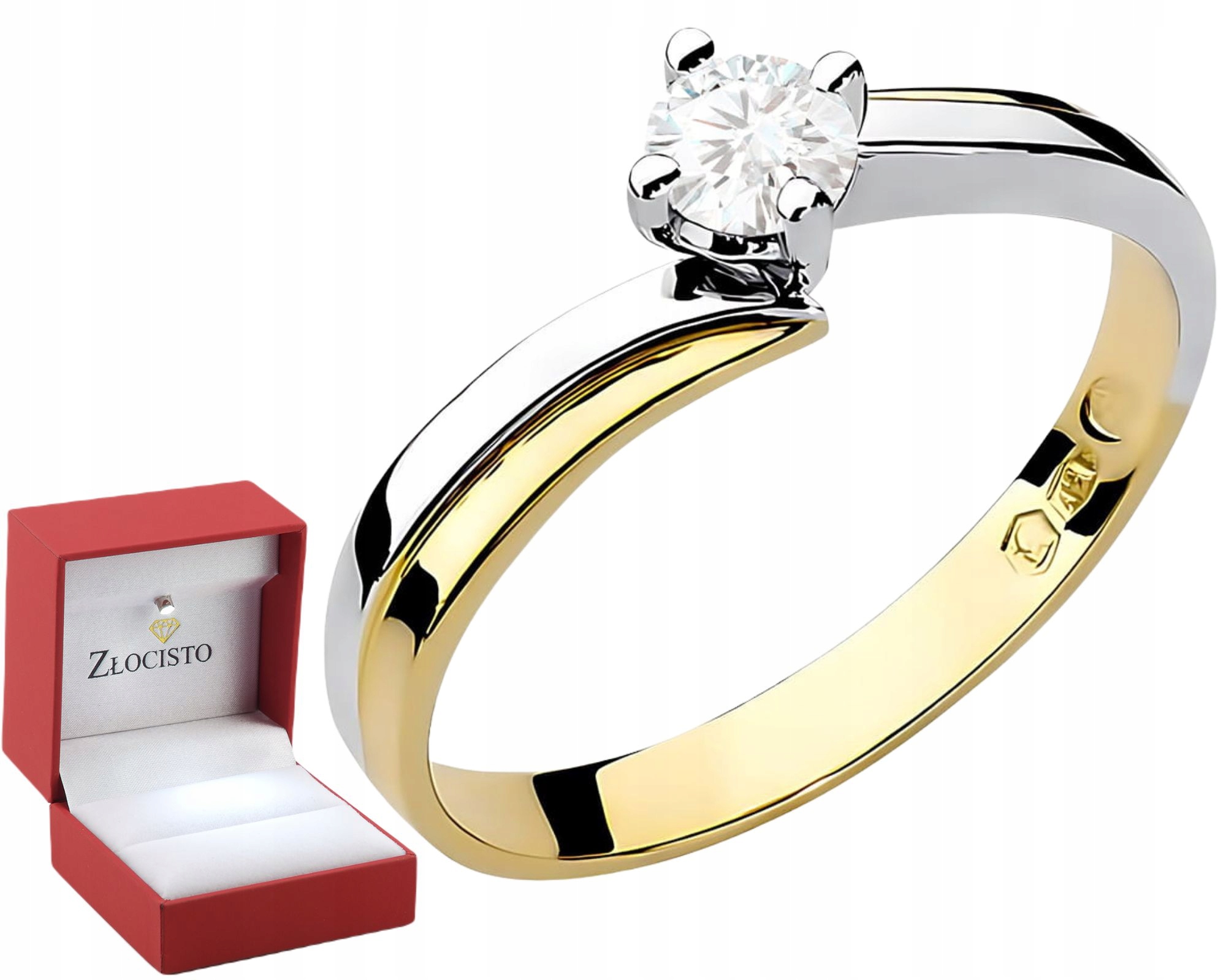 Zlatý Prstýnek Kombinovaný S Bílým Zlatem A Laboratorním Diamantem 585