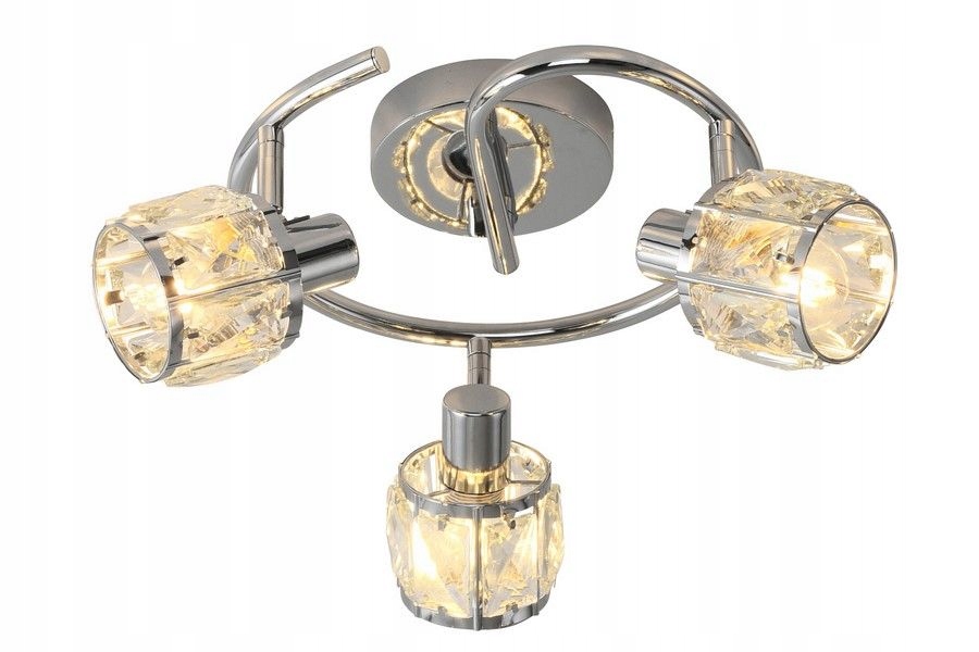 Okrúhly stropné svietidlo kryštál 3 reflektory do kuchyne a jedálne nad stôl E14