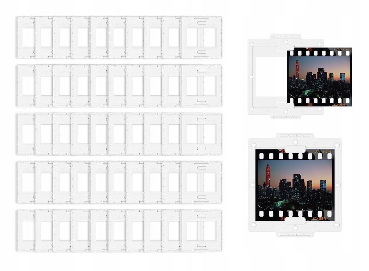 Rámečky na diapozitivy Objímky na negativy 35 mm 50x50 Abs 36x24 západka 50 ks