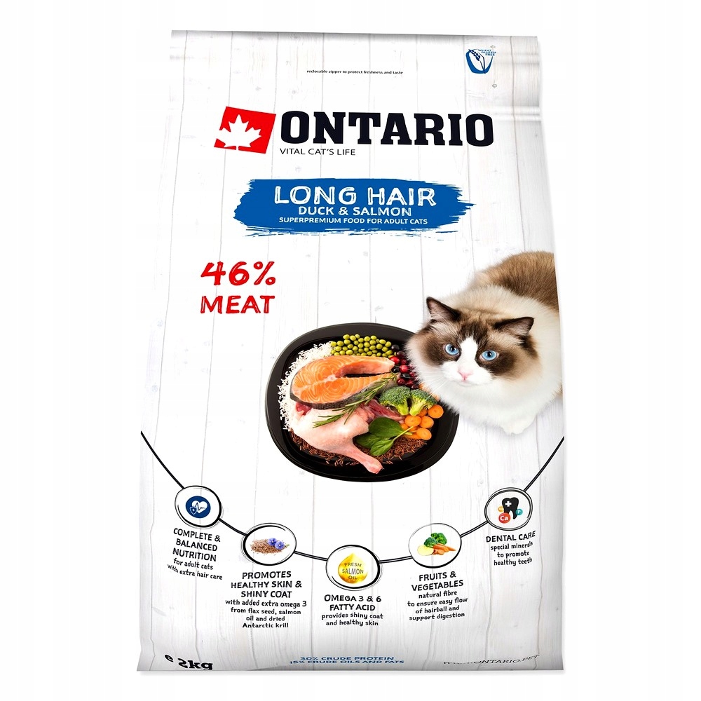 Levně Krmivo Suché Pro Dlouhosrsté Kočky Ontario Longhair Healthy 2 Kg