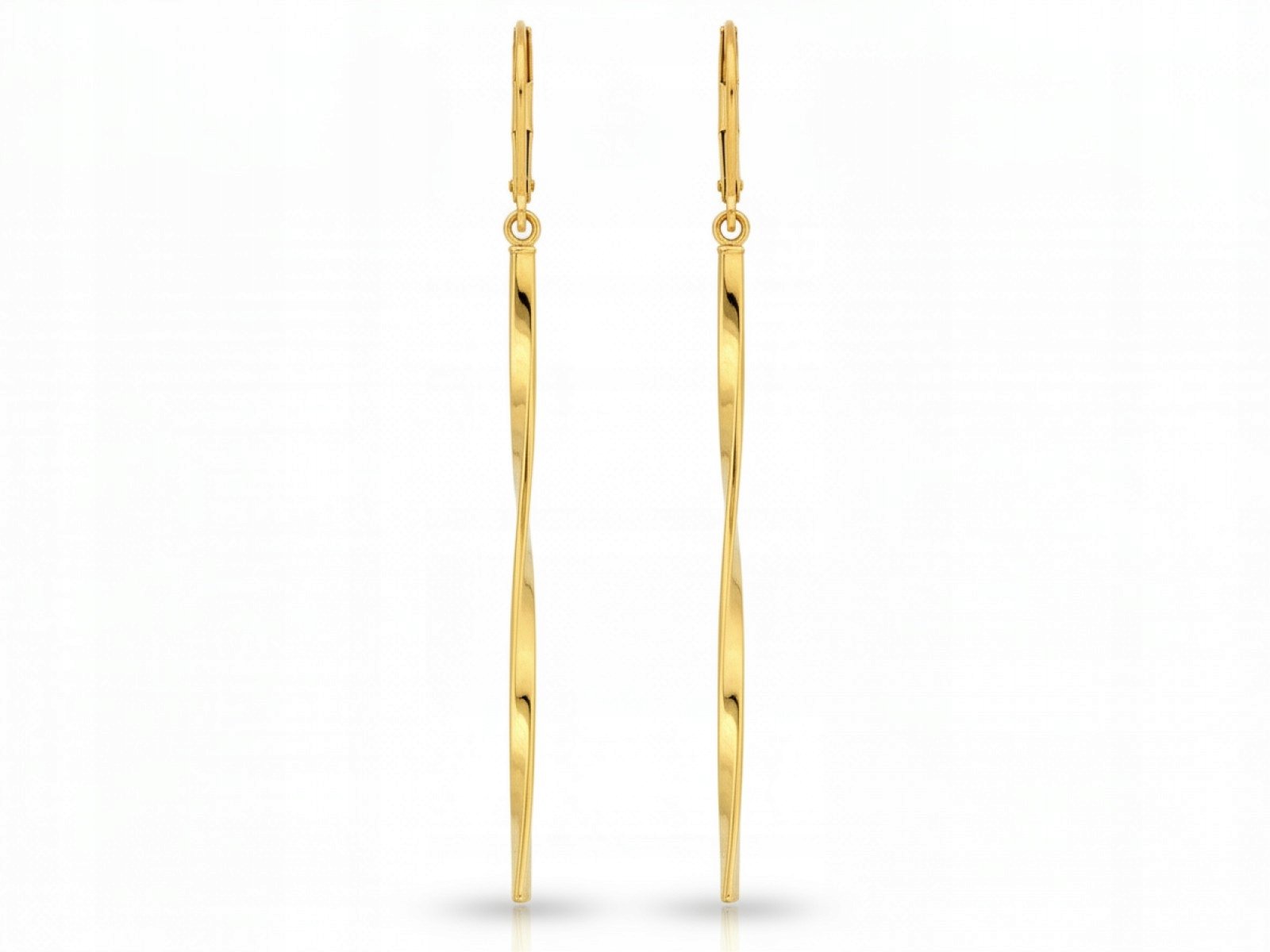 Zlaté dámské náušnice 585 dlouhé 1,38g výška 65,8 mm stylové efektní 14k