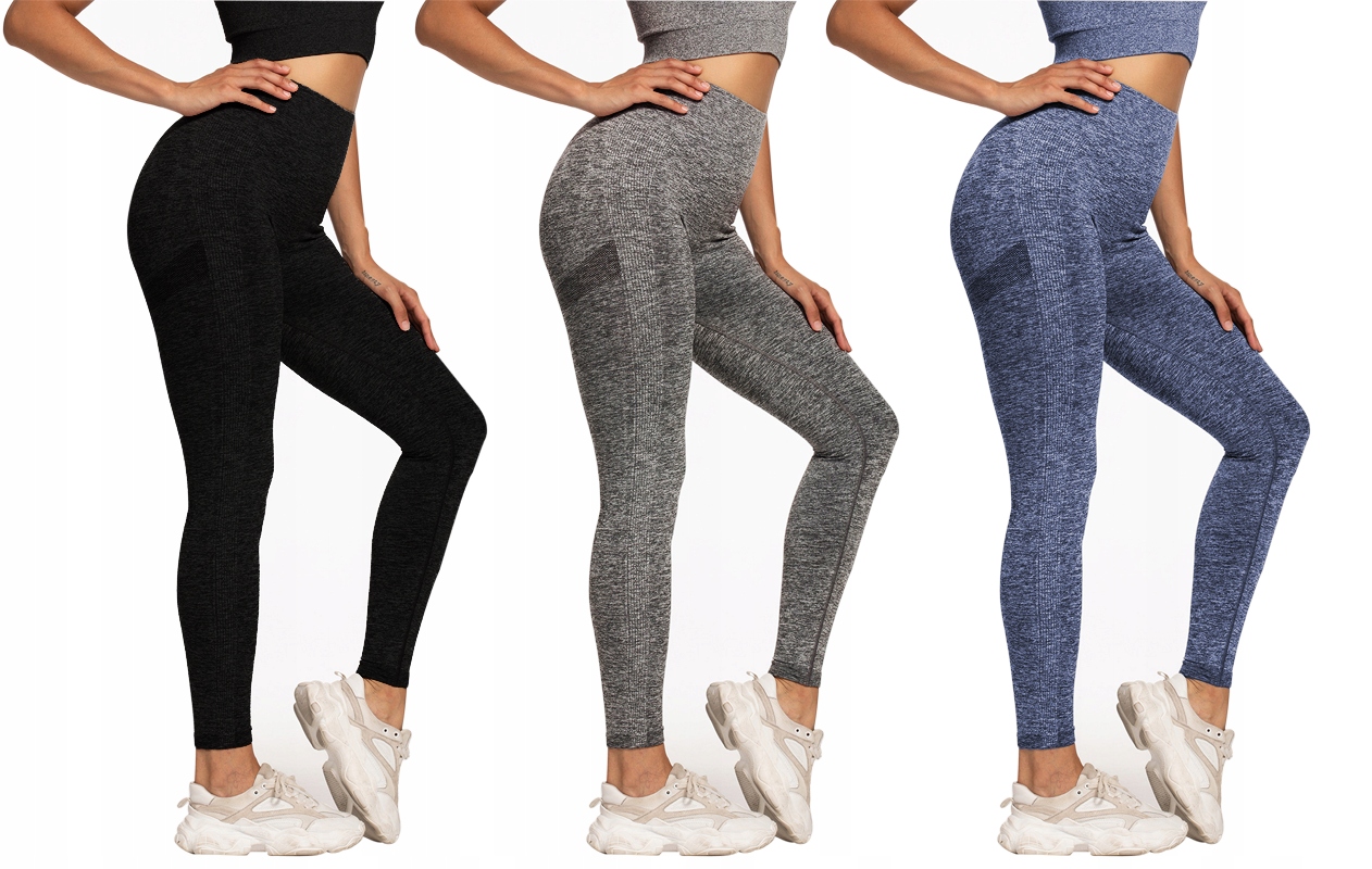 LEGINSY SPORTOWE BEZSZWOWE WYSOKI STAN FITNESS MODELUJĄCE NA SIŁOWNIE L Długość nogawki długa