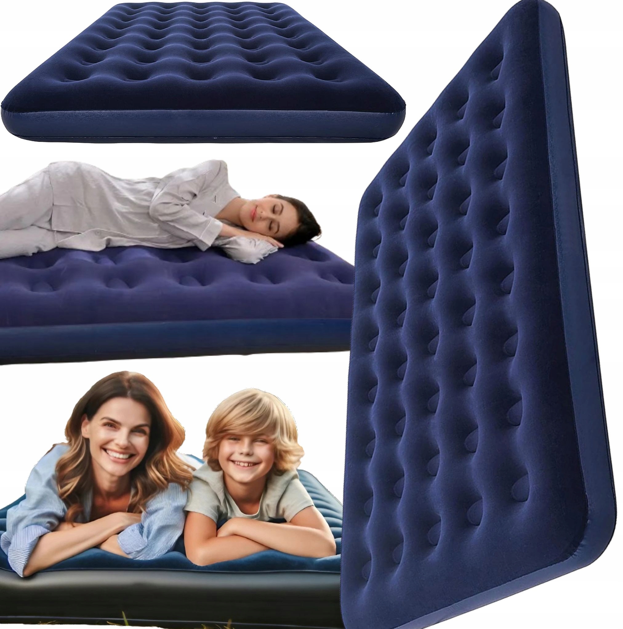 DOBRY MATERAC DWUOSOBOWY DMUCHANY DO SPANIA SKŁADANY 2 OSOBOWY WYTRZYMAŁY