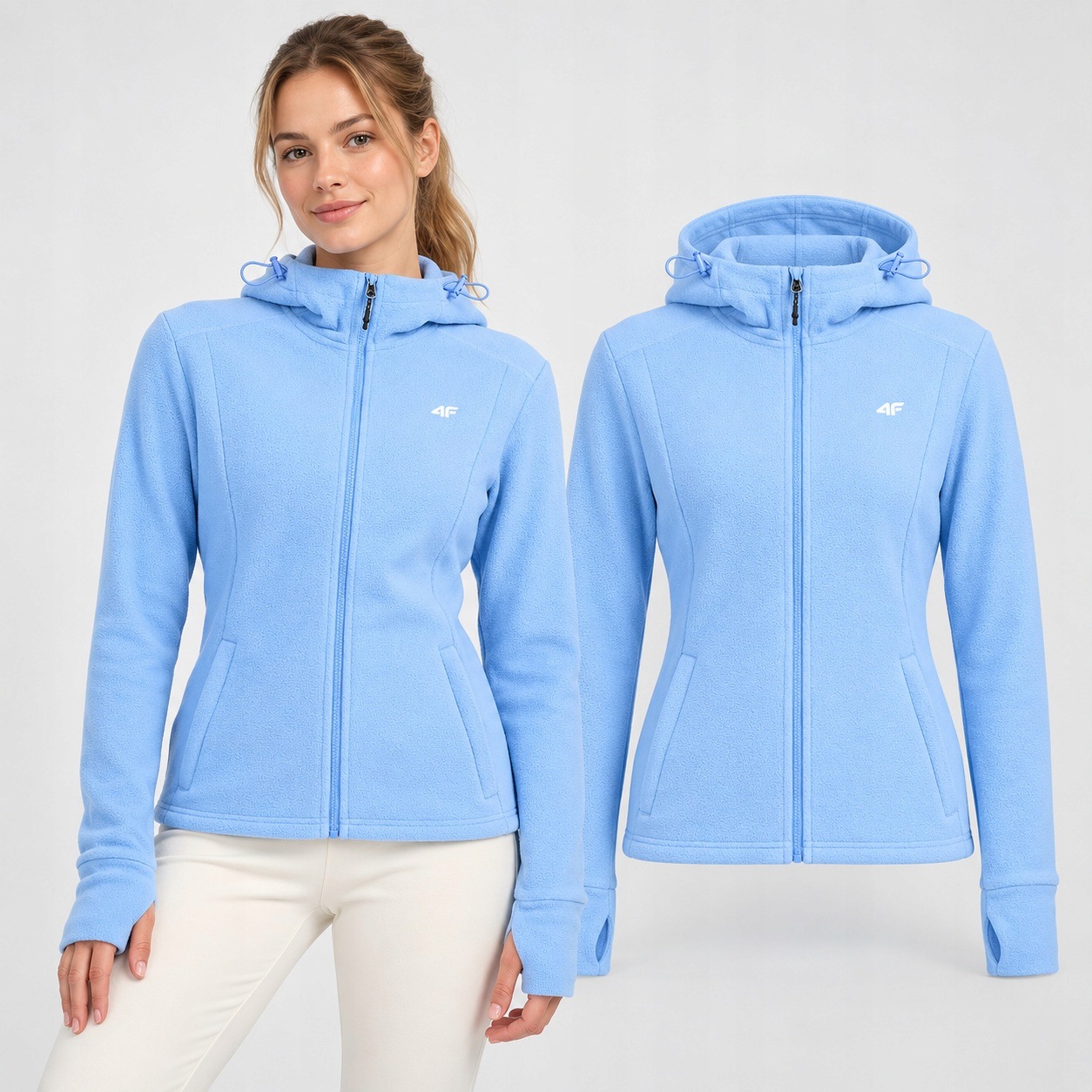 Polar Damski 4F Regular na Zamek z Kapturem Mikropolar 4FWarm Niebieski XXL