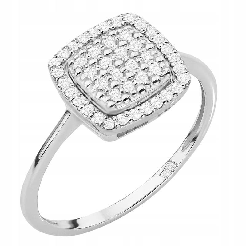 Zlatý Prstýnek pr. 585 Čtvercová koruna s brilianty 0,28 ct
