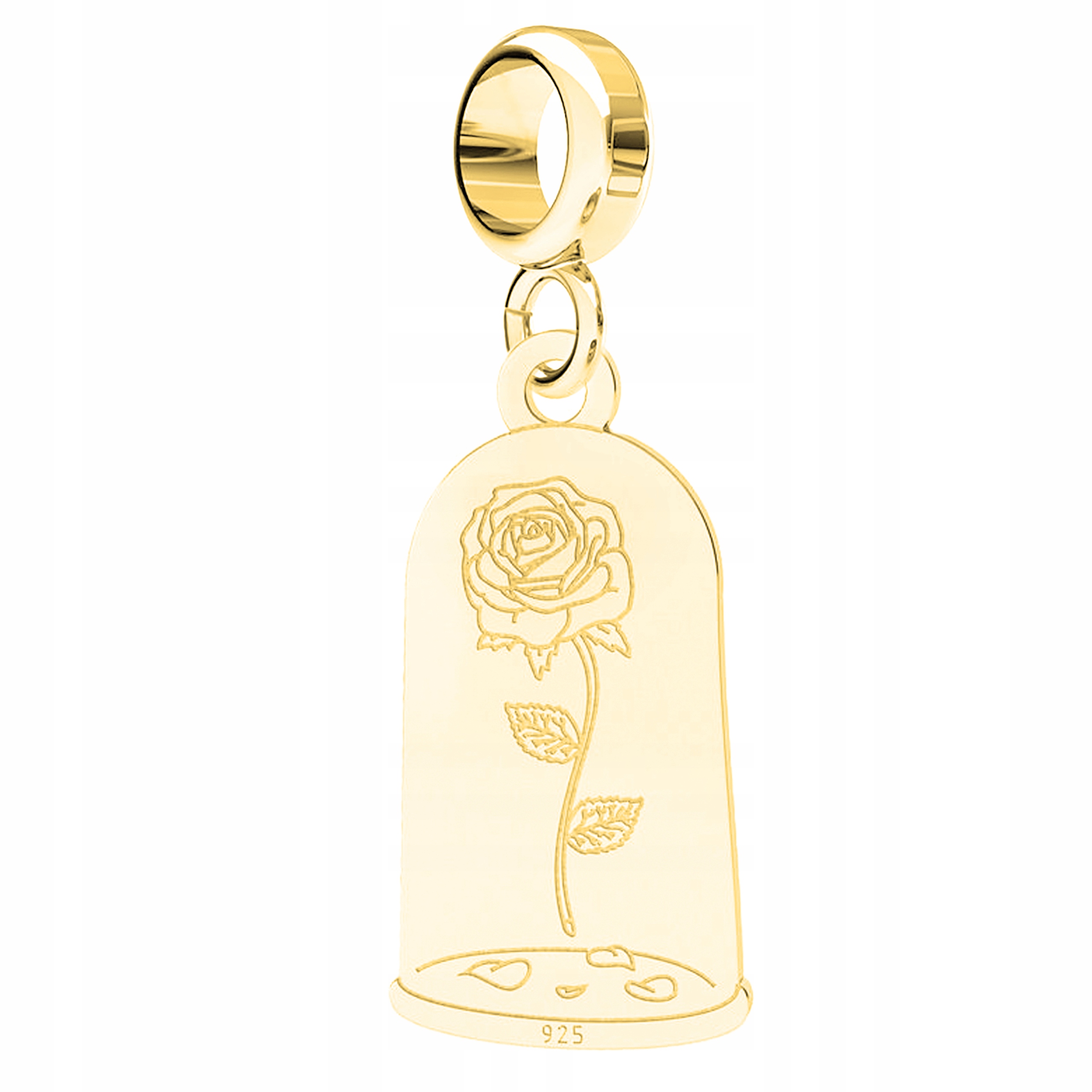 Charms Zlatý plech s květem růže Květina Květinka Stříbro 925