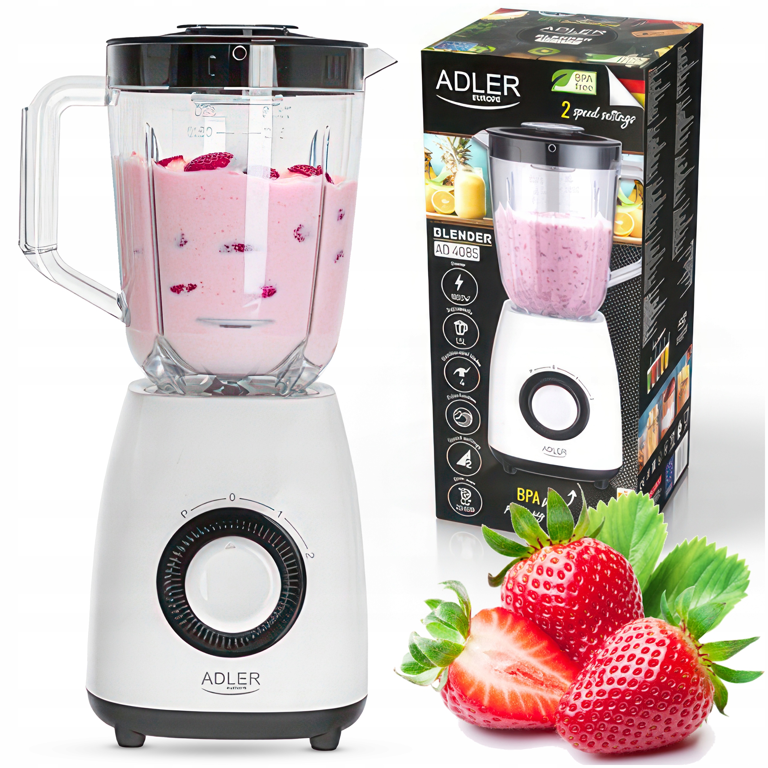 Blender Kielichowy Oryginalny do Koktajli Smoothie 1000W Adler AD 4085 1.5L
