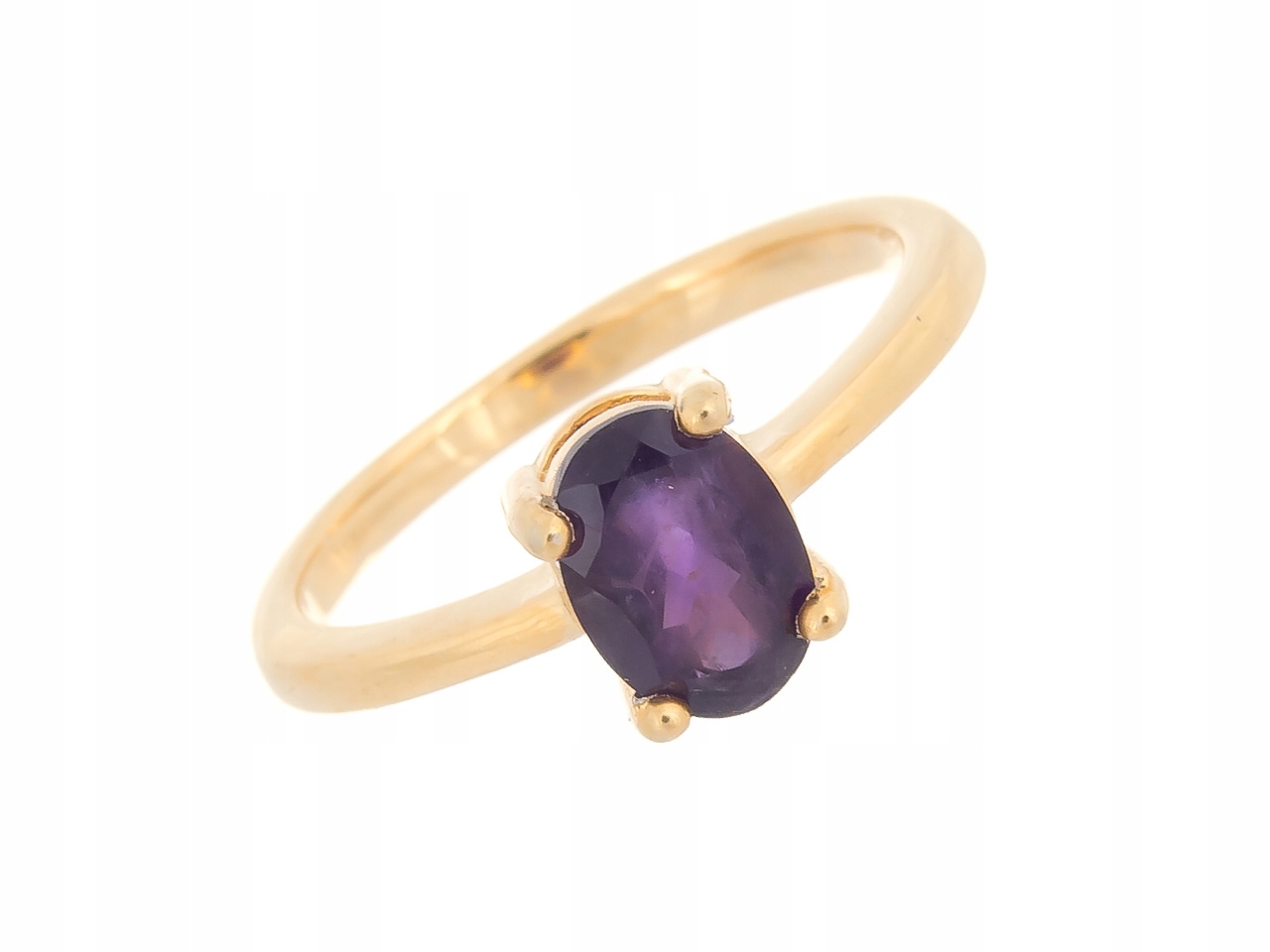 Stříbrný Prstýnek VEL.11 Pozlacený Ametyst Přírodní Dárek