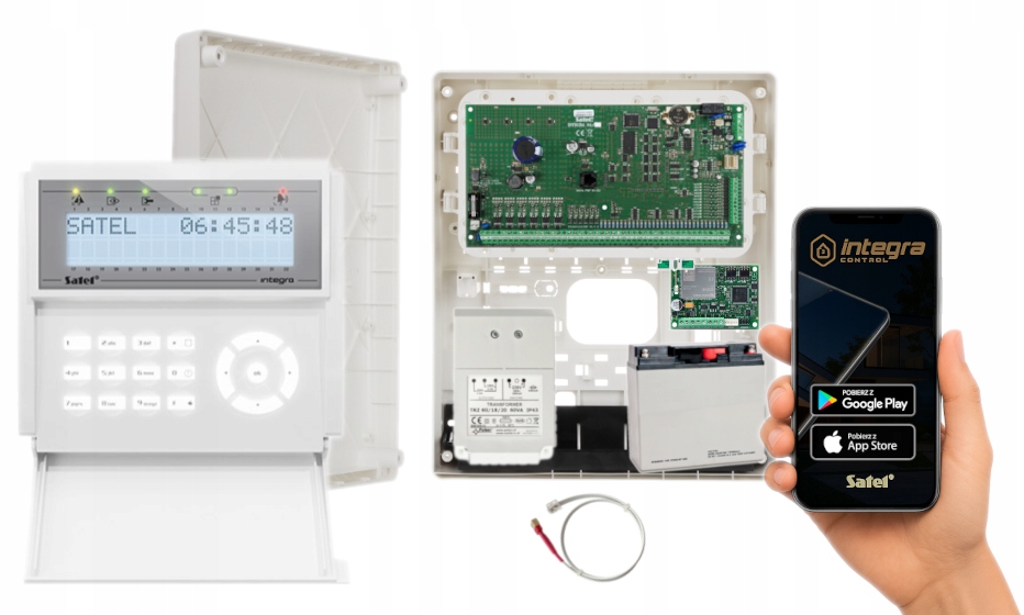 Zestaw Alarmowy Satel Integra 64 Akumulator Panel LCD Gsm Lte Aplikacja