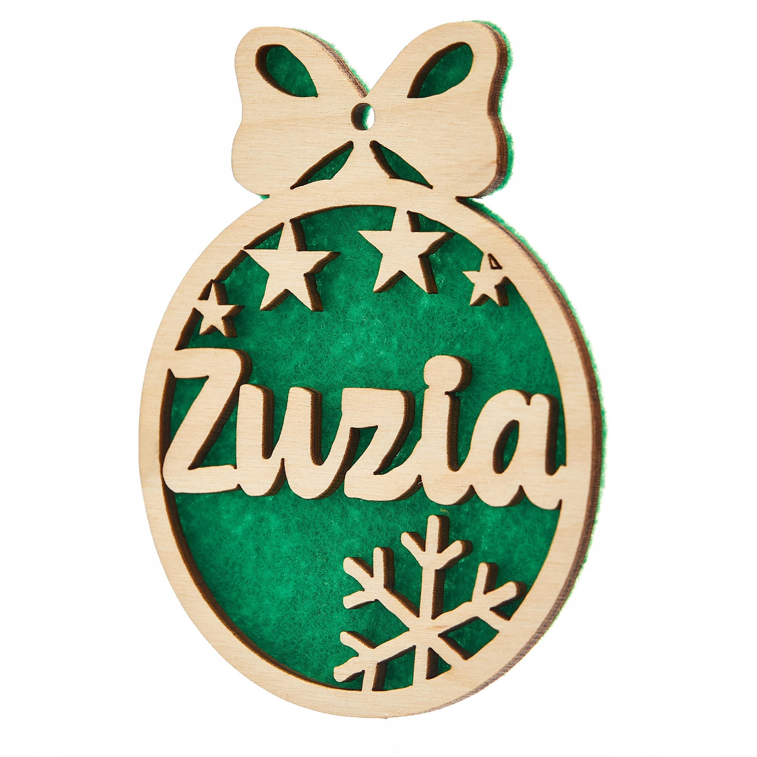 

Drewniana Bombka Z Imieniem Na Choinkę Zielona