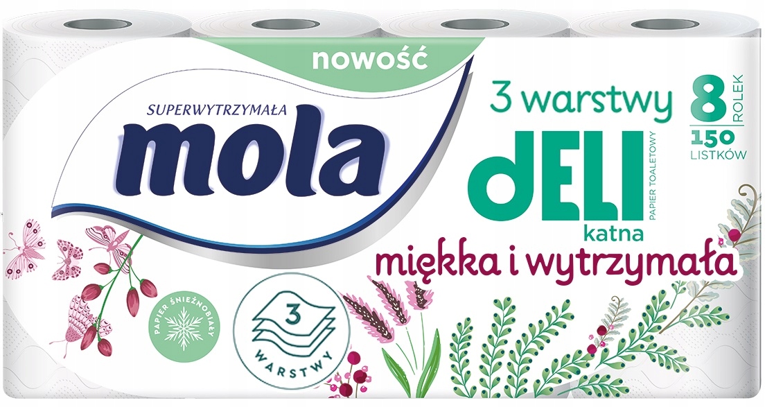 

Mola Delikatna Biała papier toaletowy 3W 8 rolek