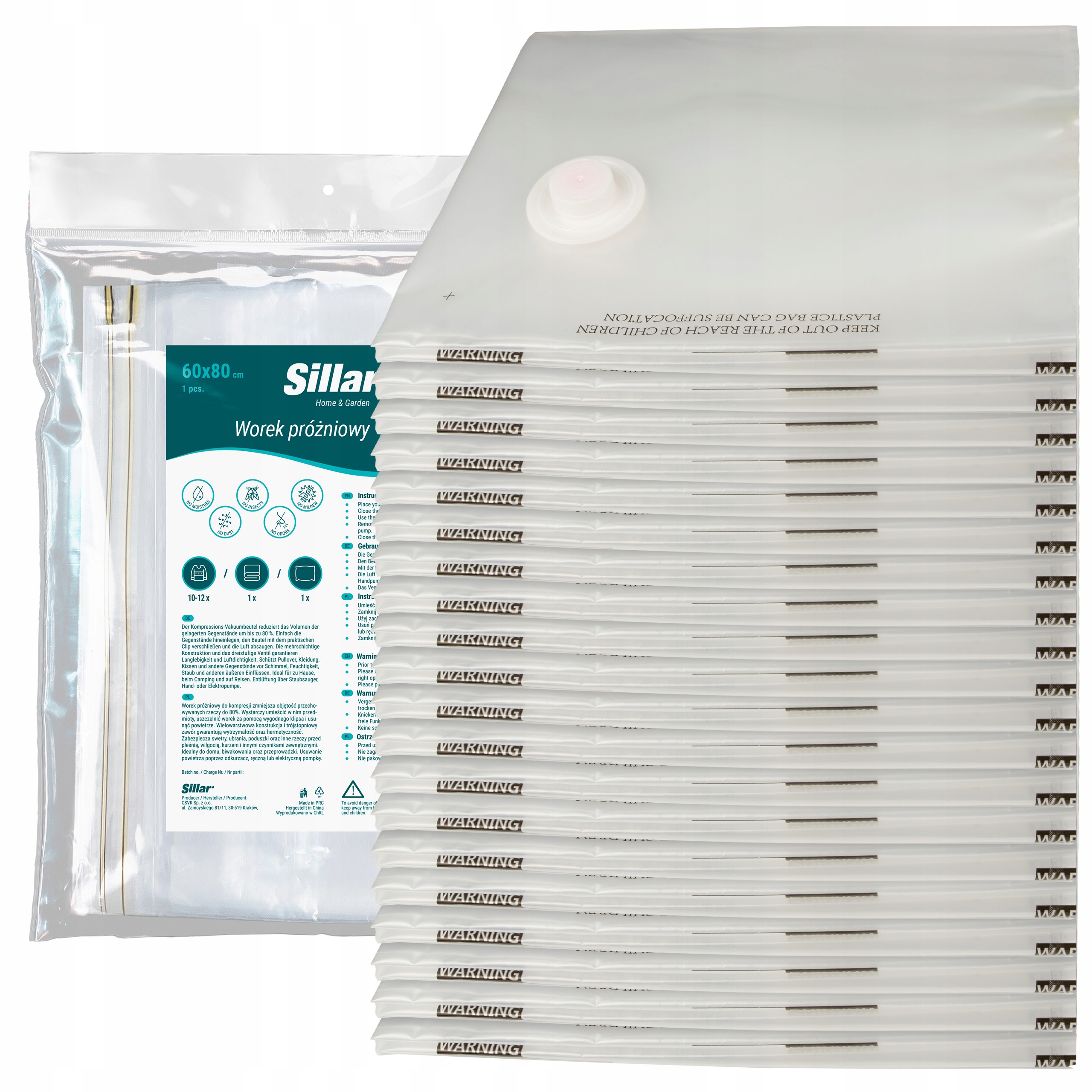 Sillar vakuový pytel na oblečení 60x80 Pa/pe 80 mikronů 7 vrstev 20 ks