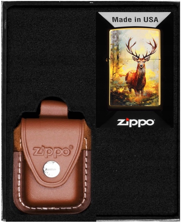 Sada Zippo Zapalovač Watercolor Deer Design Dárková sada No2