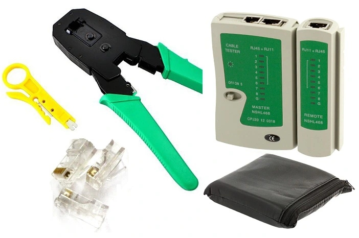ZACISKARKA +TESTER KABLI RJ45 +WTYKI 50 SZT RJ45