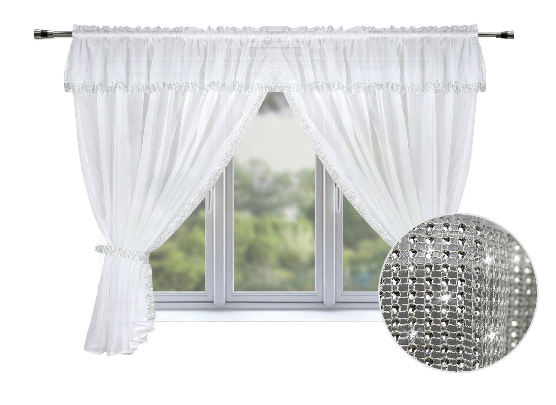 

Firana Woal Lambrekin 400 x 150 Biała Cyrkonie