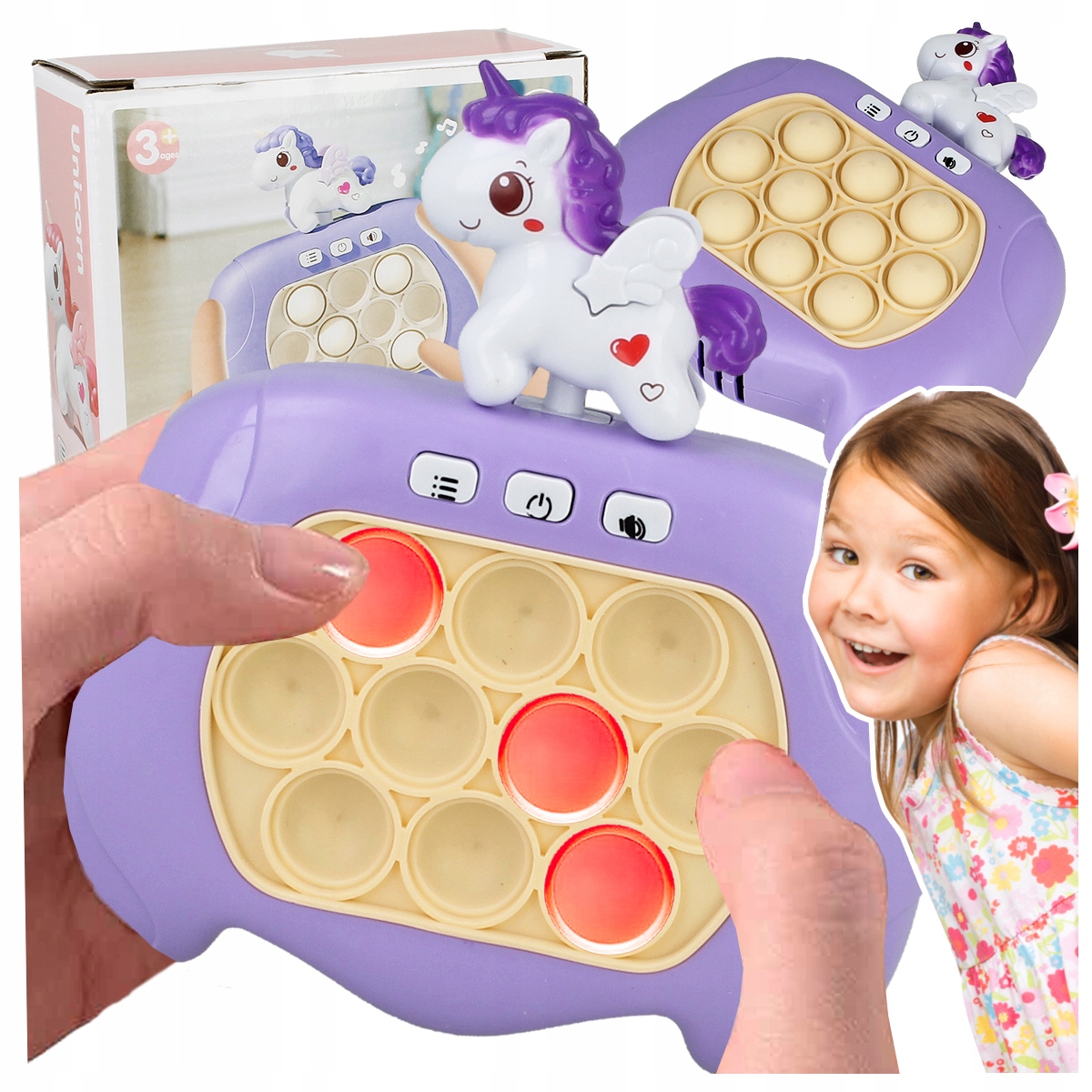 GRA ZRĘCZNOŚCIOWA POP IT POPIT ELEKTRYCZNA GIERKA ANTYSTRESOWA LED DŹWIĘKI Stan opakowania oryginalne