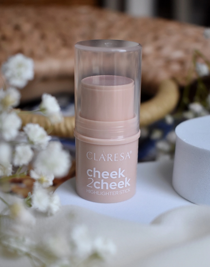 CLARESA ROZŚWIETLACZ W SZTYFCIE Cheek2Cheek PEARL SHINE EFEKT MOKREJ SKÓRY Forma w sztyfcie