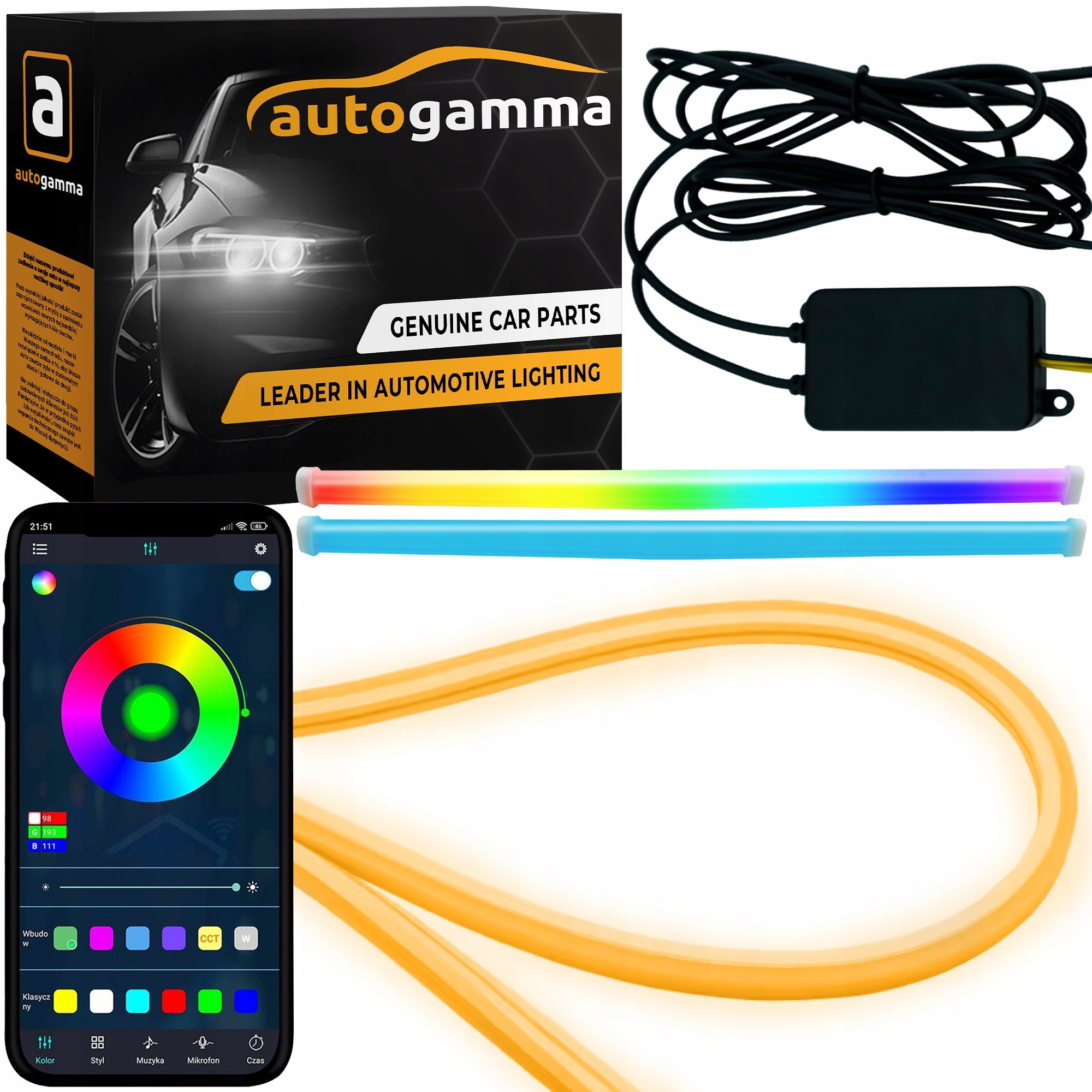 Směrovky Plovoucí Led pásek Rgb Denní světla Drl Elastický