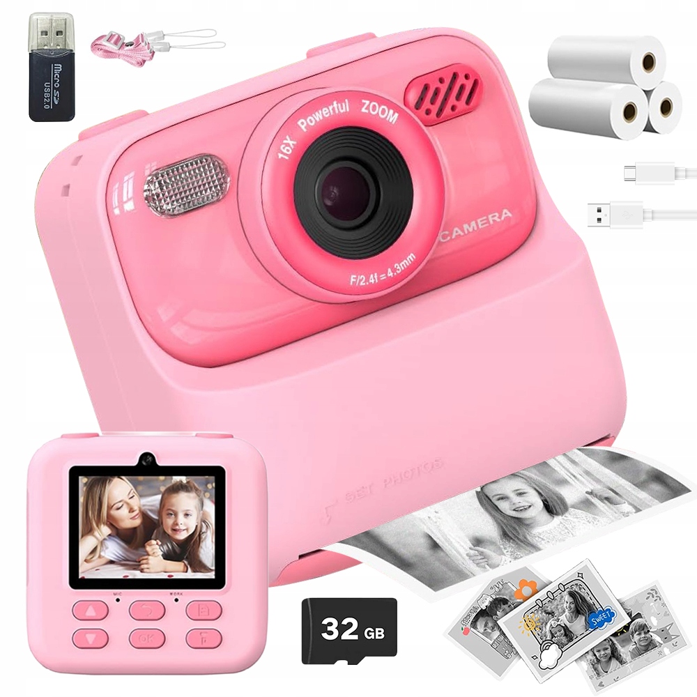 Fotoaparát S Tiskárnou Okamžité Videohry Tisk 3 Rolí S Bleskem