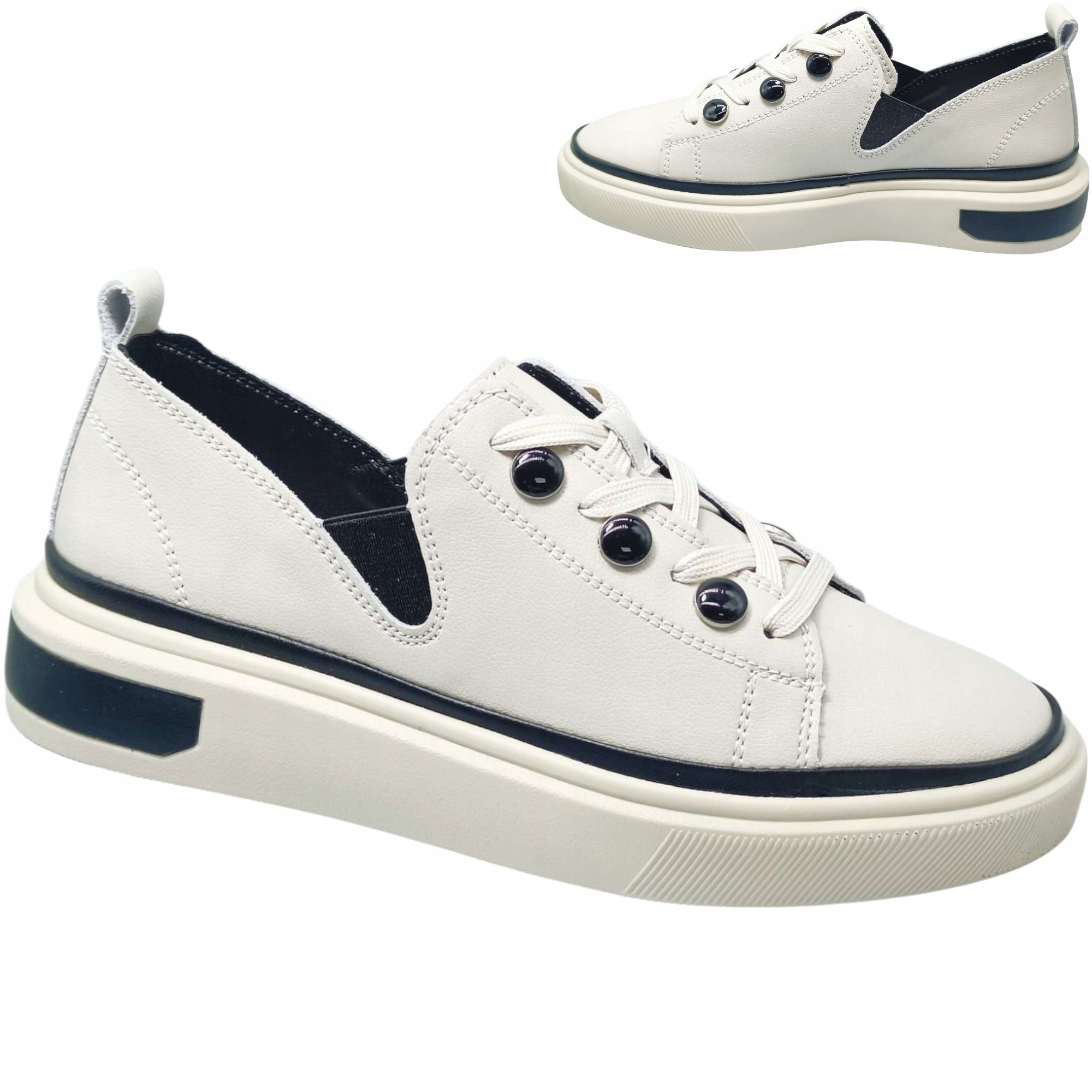 Polobotky Dámské Kožené Tenisky Lehké Barski LR535 Platforma Béžová 38