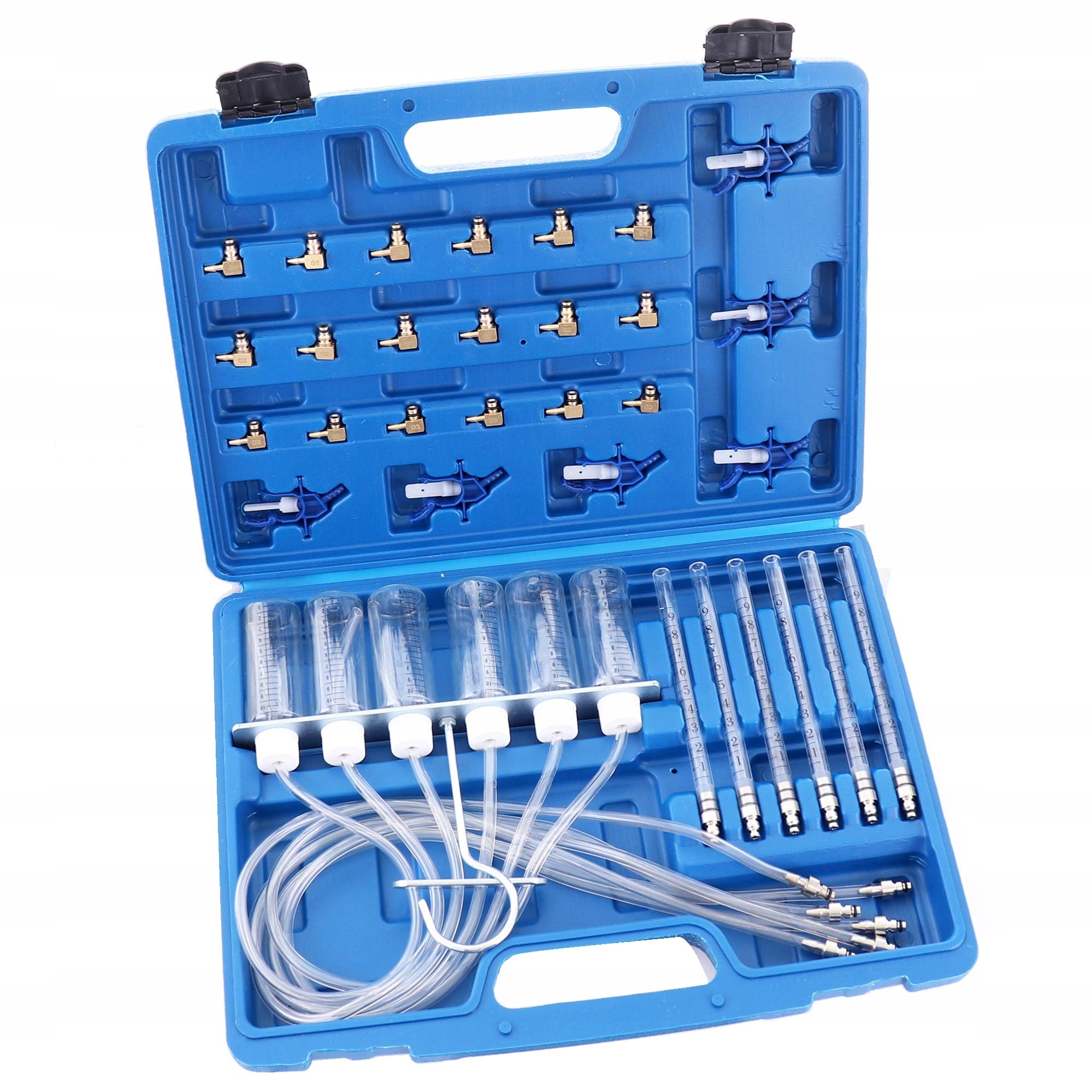 Przelewowy Tester Ciśnienia Wtrysków Wtryskiwaczy Common Rail 24 Adaptery