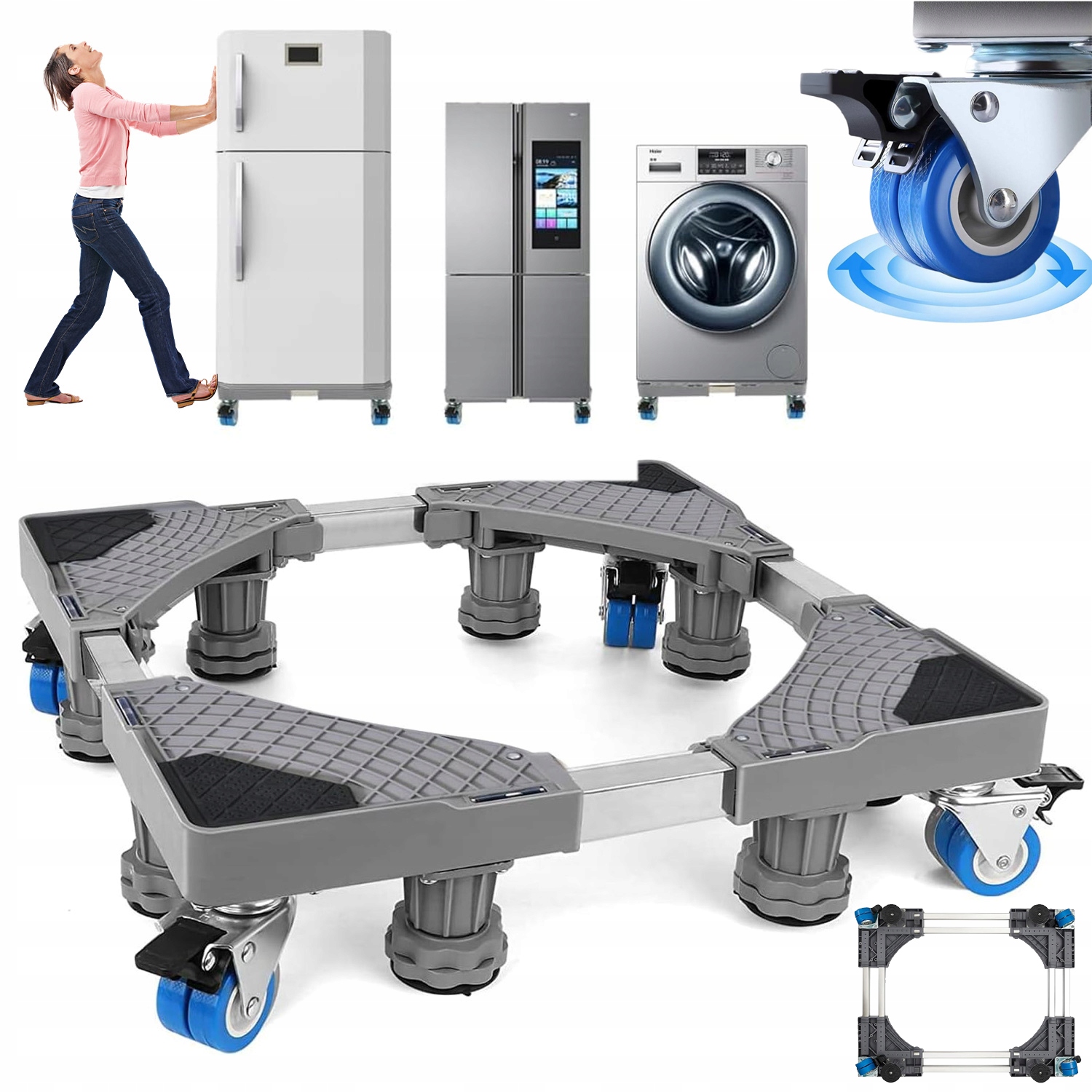 Podstawa Pod Pralkę Lodówkę Antywibracyjna Regulowana Kółka Wielofunkcyjny