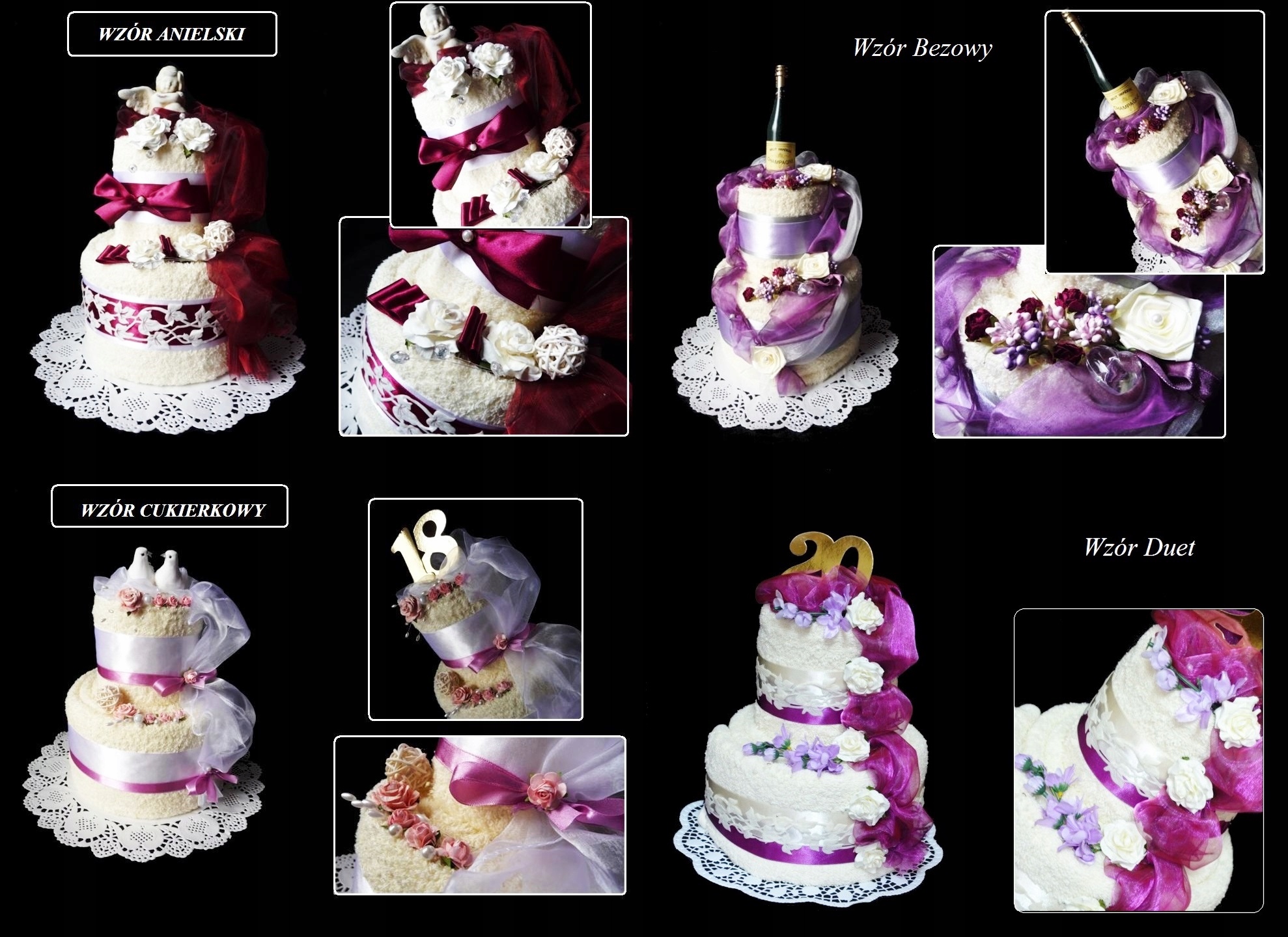 TORT z 2 RĘCZNIKÓW Prezent na Ślub Rocznicę Ślubu Kod producenta Ślubny 25 50 Rocznica Ślubu