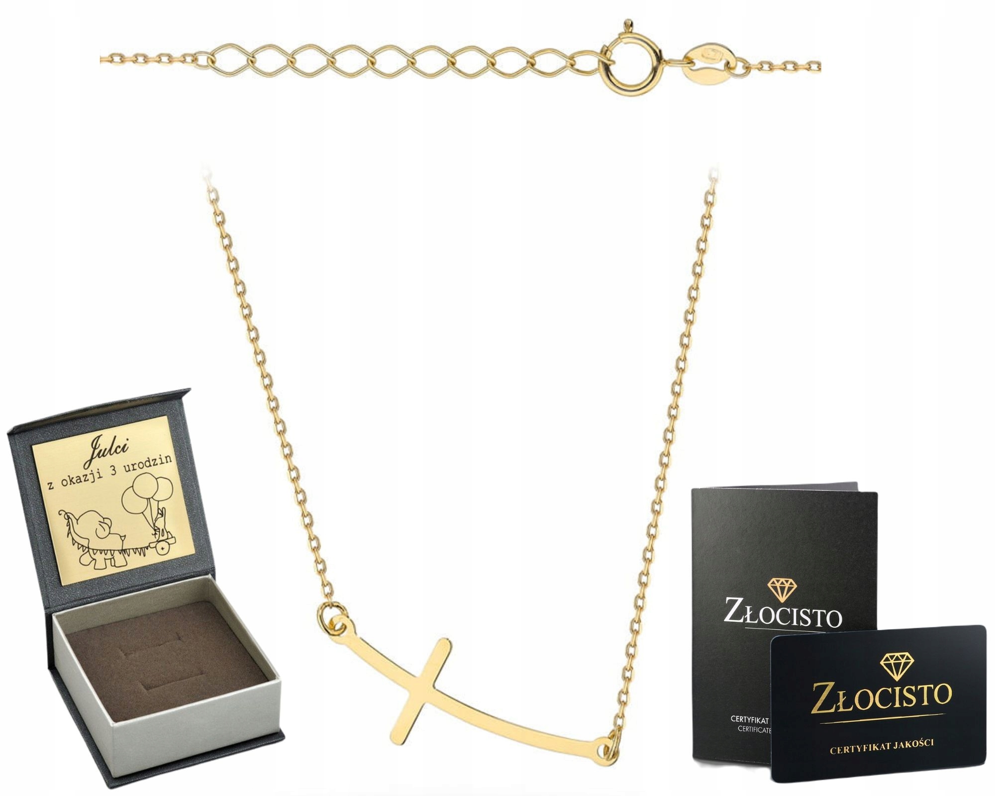 Zlatý Náhrdelník Celebrity Se Zaobleným Křížkem Napříč 585 Dárek