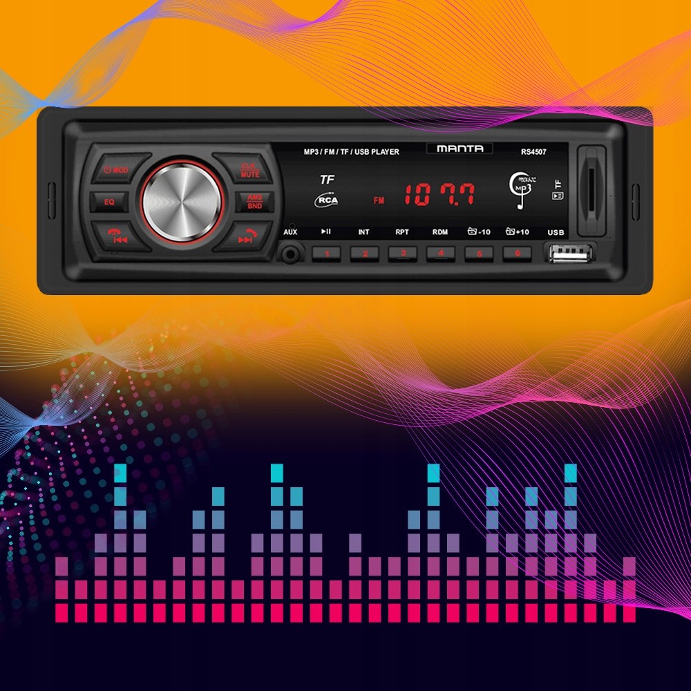 RADIOODTWARZACZ RADIO SAMOCHODOWE BLUETOOTH 1 DIN USB AUX SD MANTA MIKROFON Rodzaje odtwarzanych nośników karta SD USB