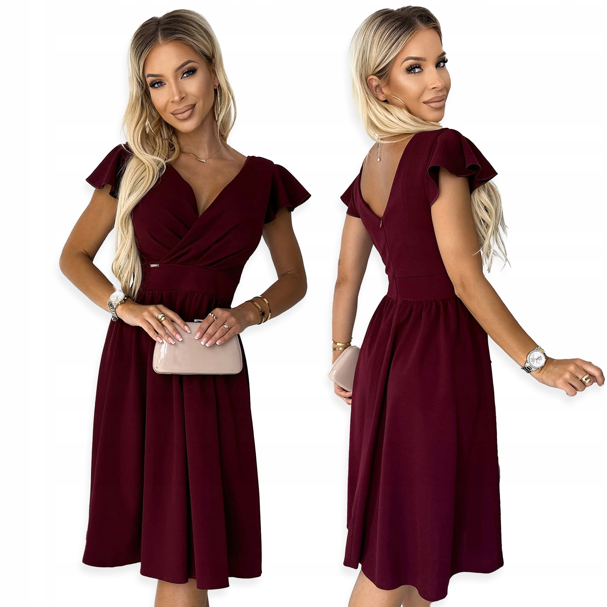 Matilde Šaty s výstřihem a krátkým rukávem Numoco Bordó L