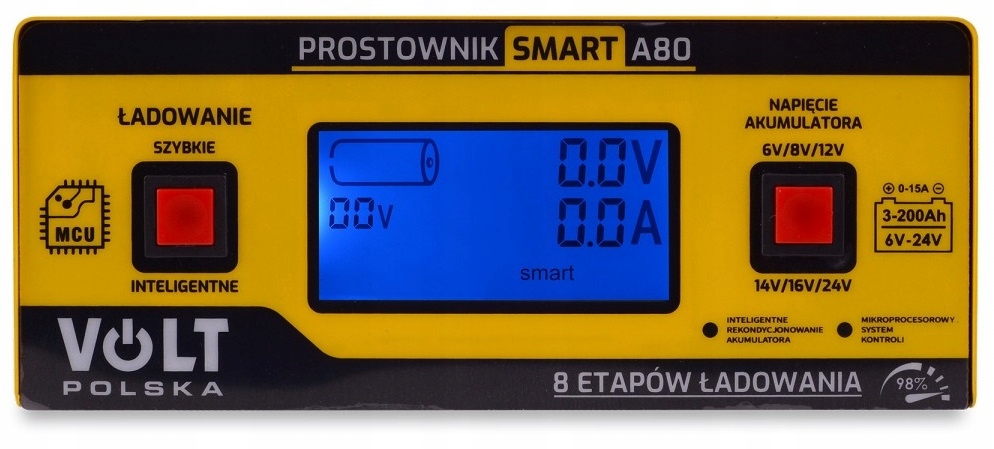Prostownik Ładowarka Do Akumulatorów Zwykłe Agm Gel 6V 12V 24v 15A Automat