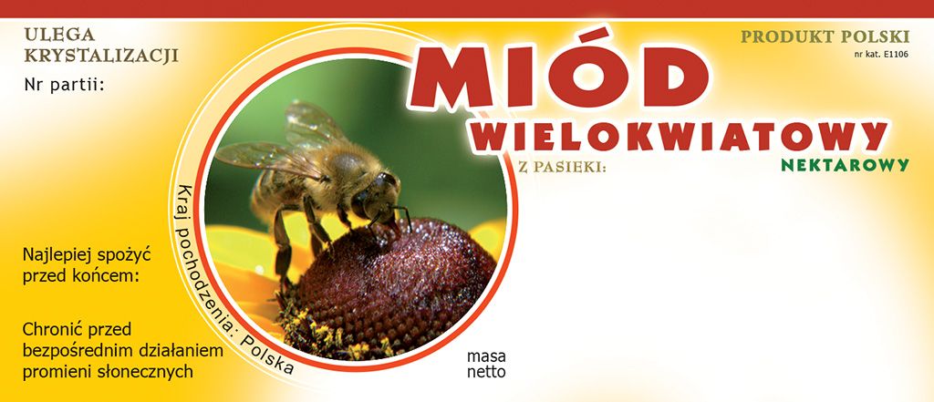 

Etykiety na Miód Wielokwiatowy (100szt) wzór E1106