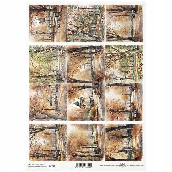 Papier Ryżowy do decoupage A4 R2298 rośliny, jesień, park