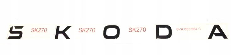 Nowy Czarny Napis Skoda Emblemat Tył Skoda Fabia IV 4 6VA853687C