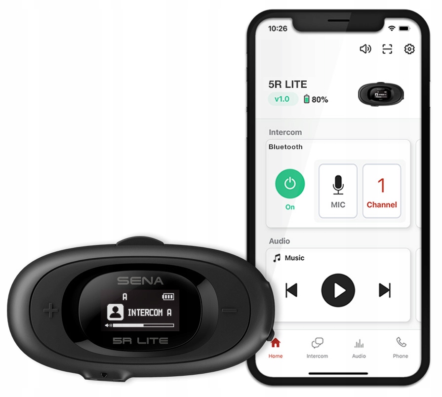 INTERKOM MOTOCYKLOWY SENA 5R LITE WYŚWITLACZ LCD BLUETOOTH 5.1 + MIKROFON Model SENA 5RLITE-01