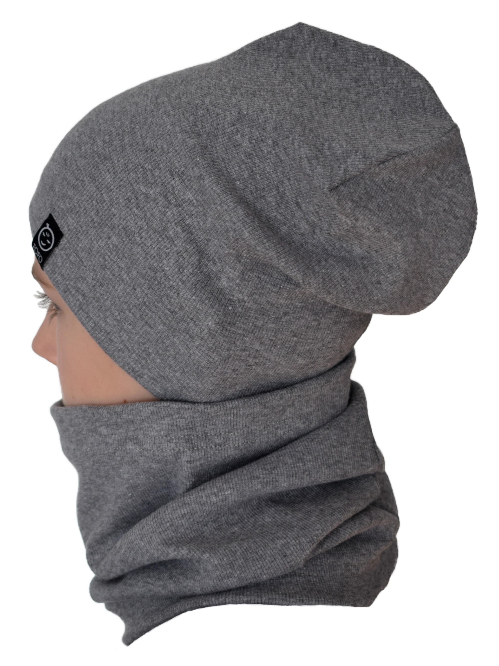 

Czapka I Komin Prążek jednowarstwowy 50-54 Szary