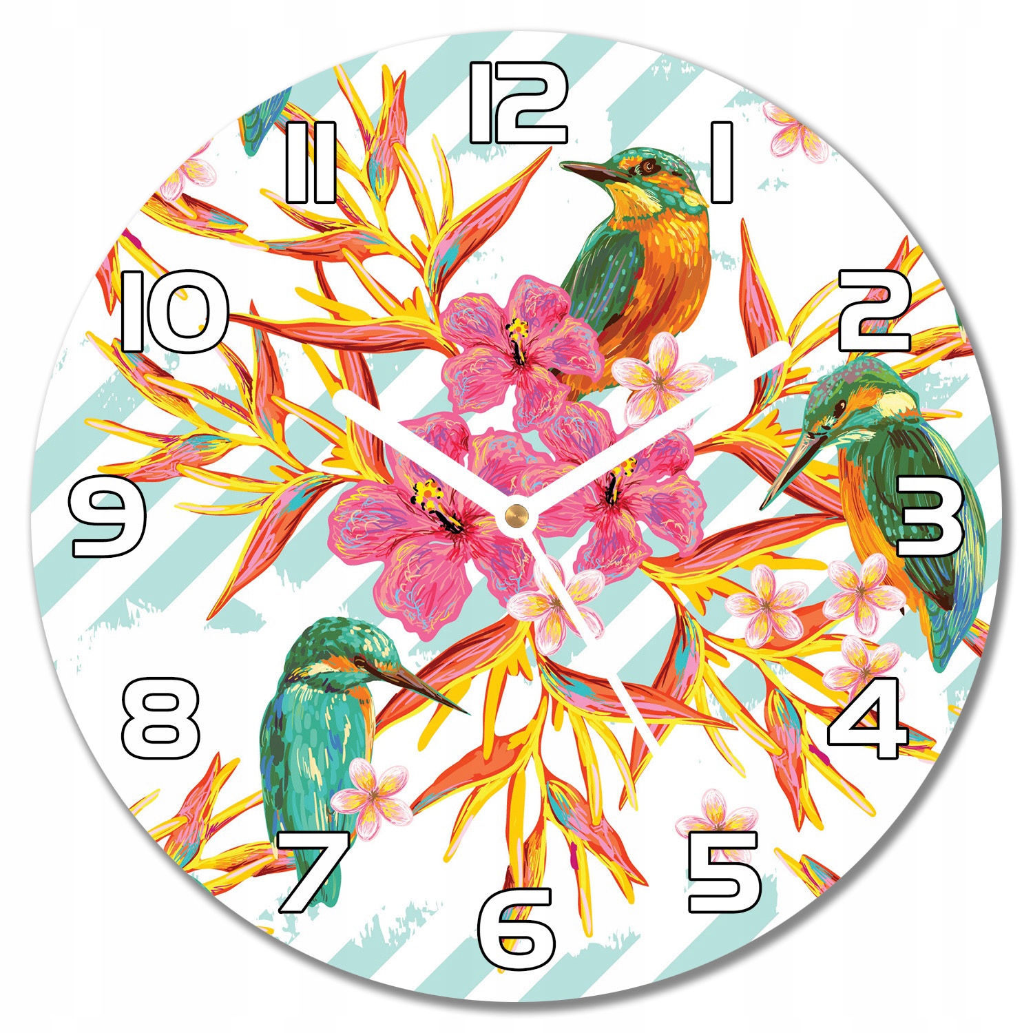 

Nowoczesny wiszący zegar ze szkła Letnie ptaki f30