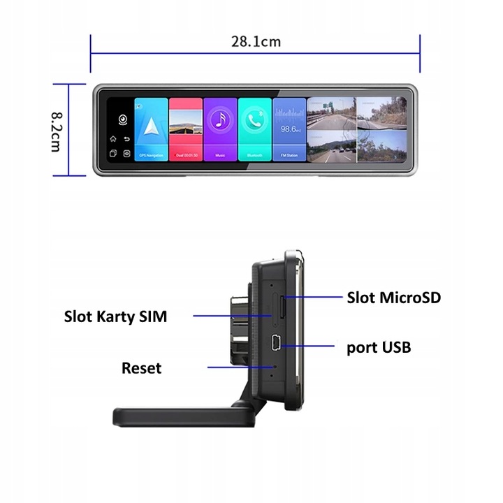 360° Rejestrator 4 Kamery Lusterko Android ADAS 4G Marka bez marki