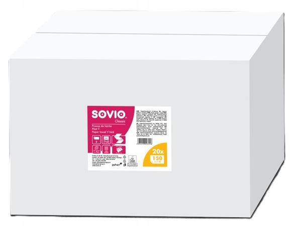 Levně Papírové ručníky, bílá, 2-vrstvé, skládané V,150 útržků, 21x23 cm,20 balení