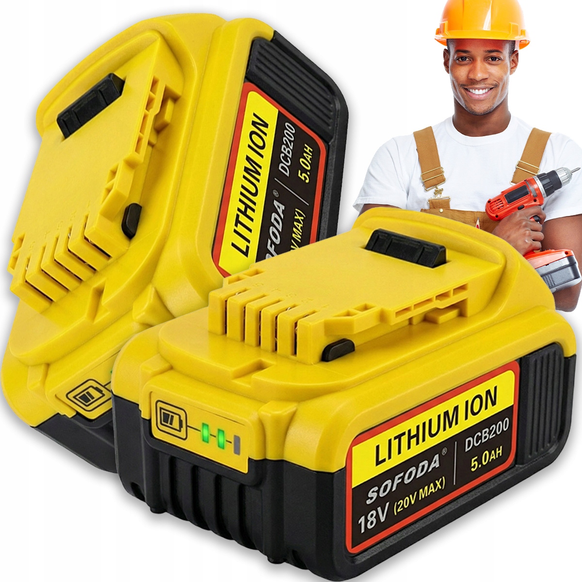 Akumulátor Pro DeWait 18V 5.0AH Led Indikátor Kompatibilní Nářadí